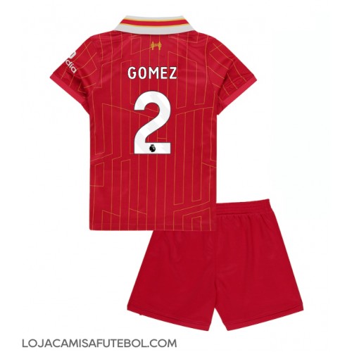 Camisa de Futebol Liverpool Joe Gomez #2 Equipamento Principal Infantil 2024-25 Manga Curta (+ Calças curtas)